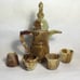 Marbled Onyx: Candlesticks, Cups In Box, Espresso Pot and Coasters Please Read