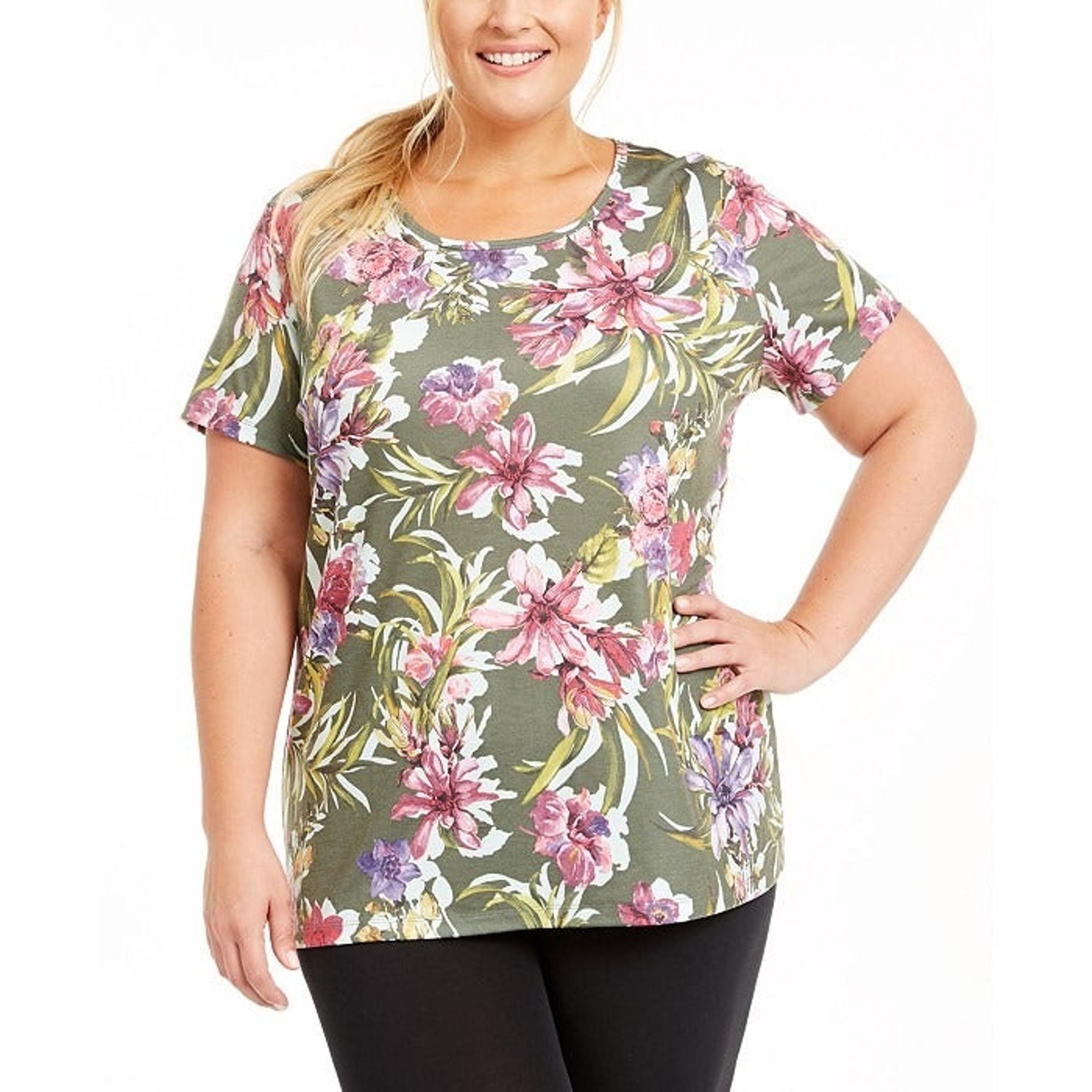 Ideology Plus Palm Floral-Print T-Shirt