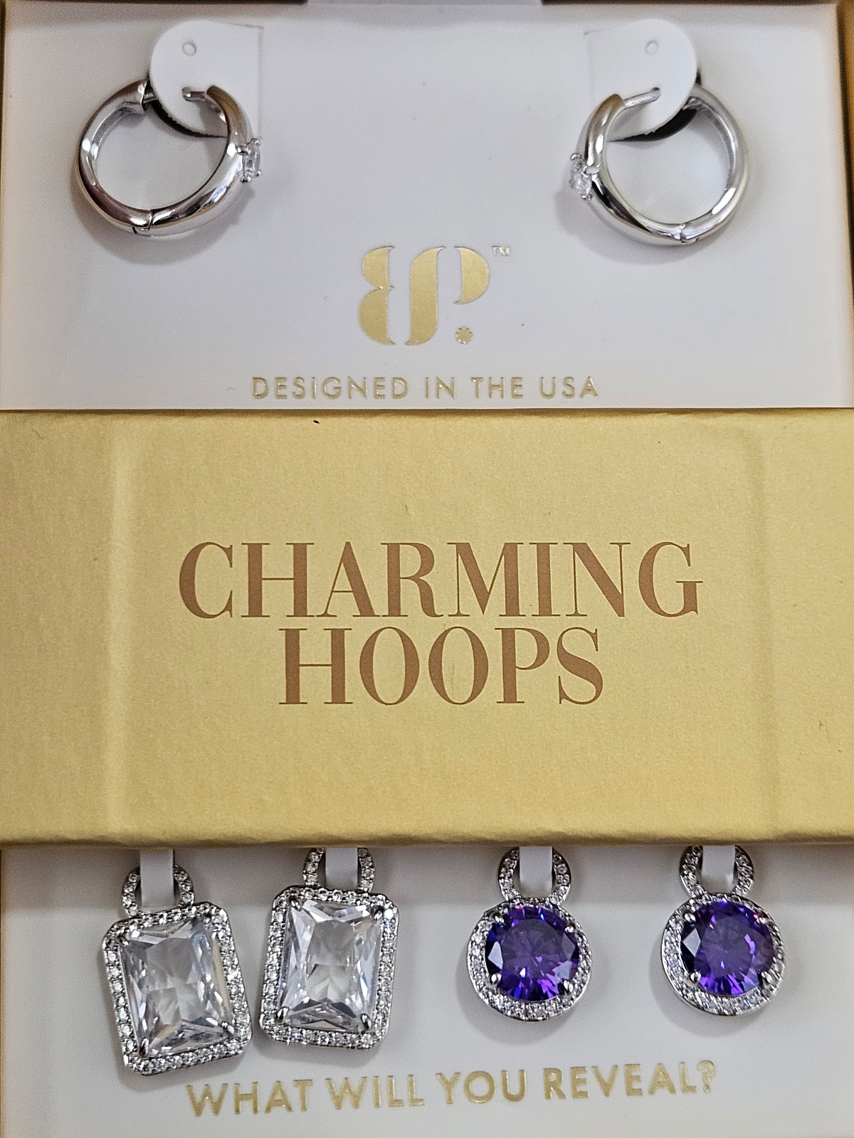Bomb Party Charming Hoops Earrings the Look is Complete Lavender Topaz & Rhodium