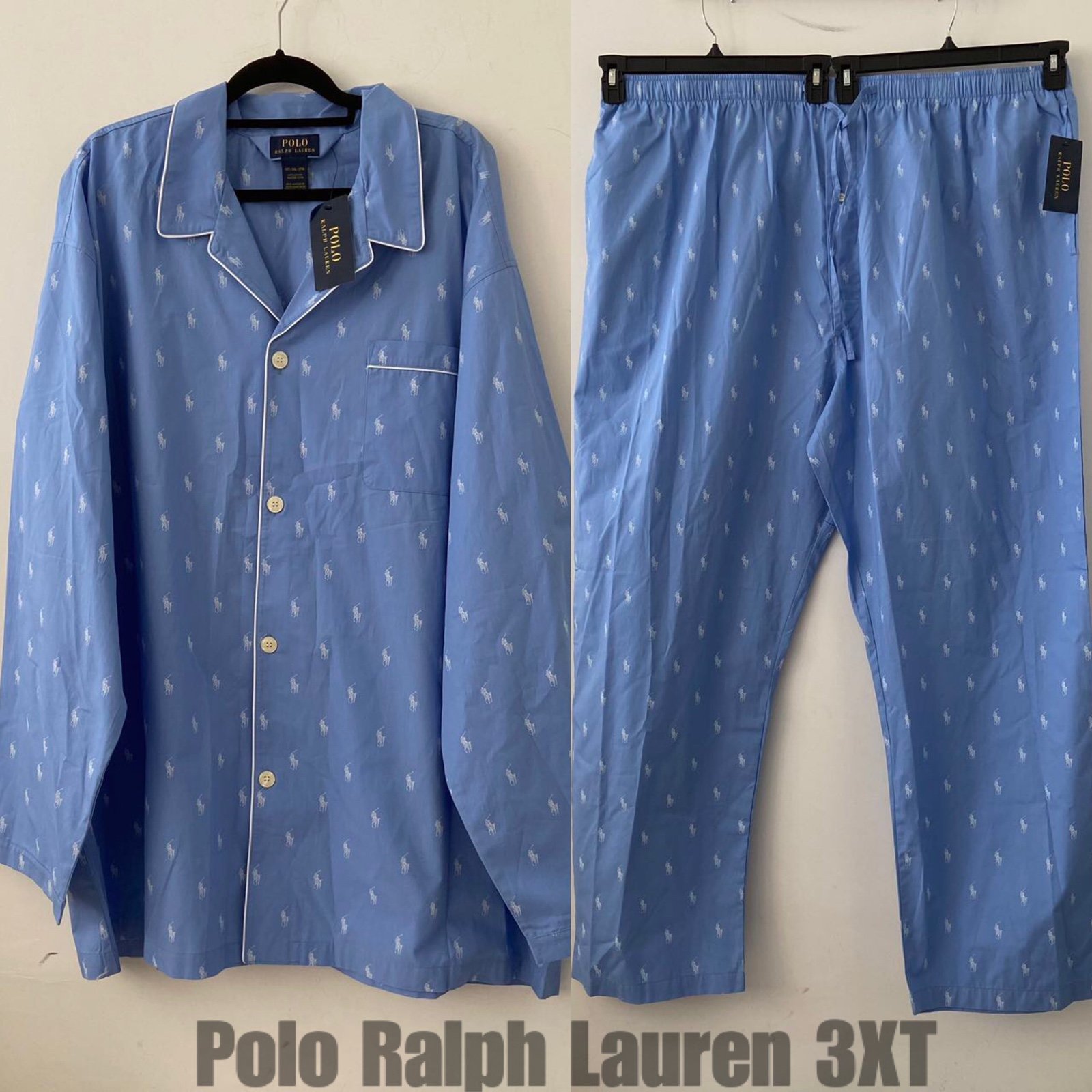 Men’s Polo Ralph Lauren Printed Polo Woven Pajama Set Size 3XT