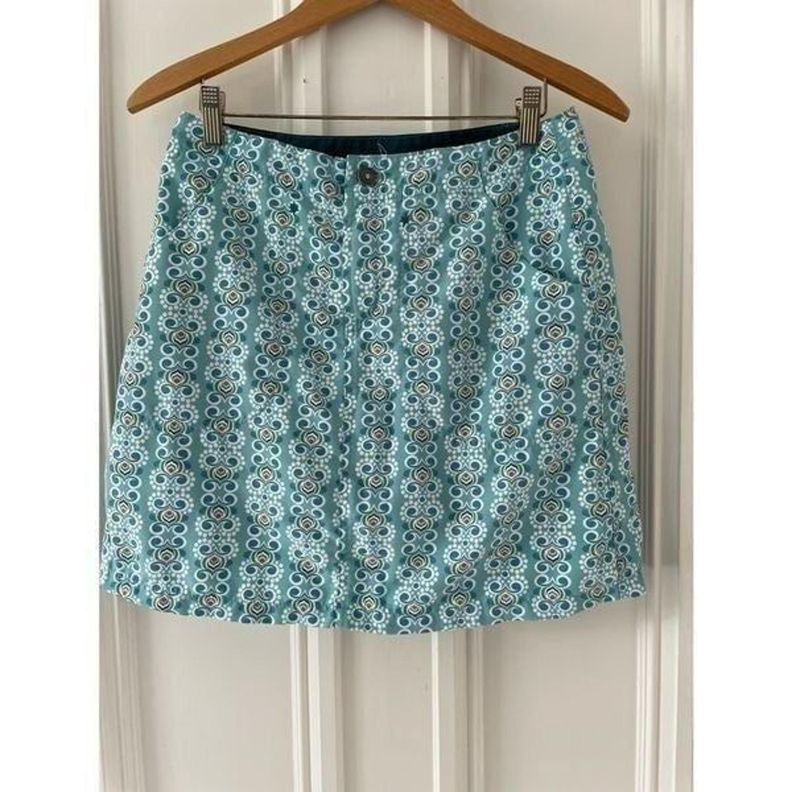 Women’s isis turquoise orange white patterned mini skirt 4
