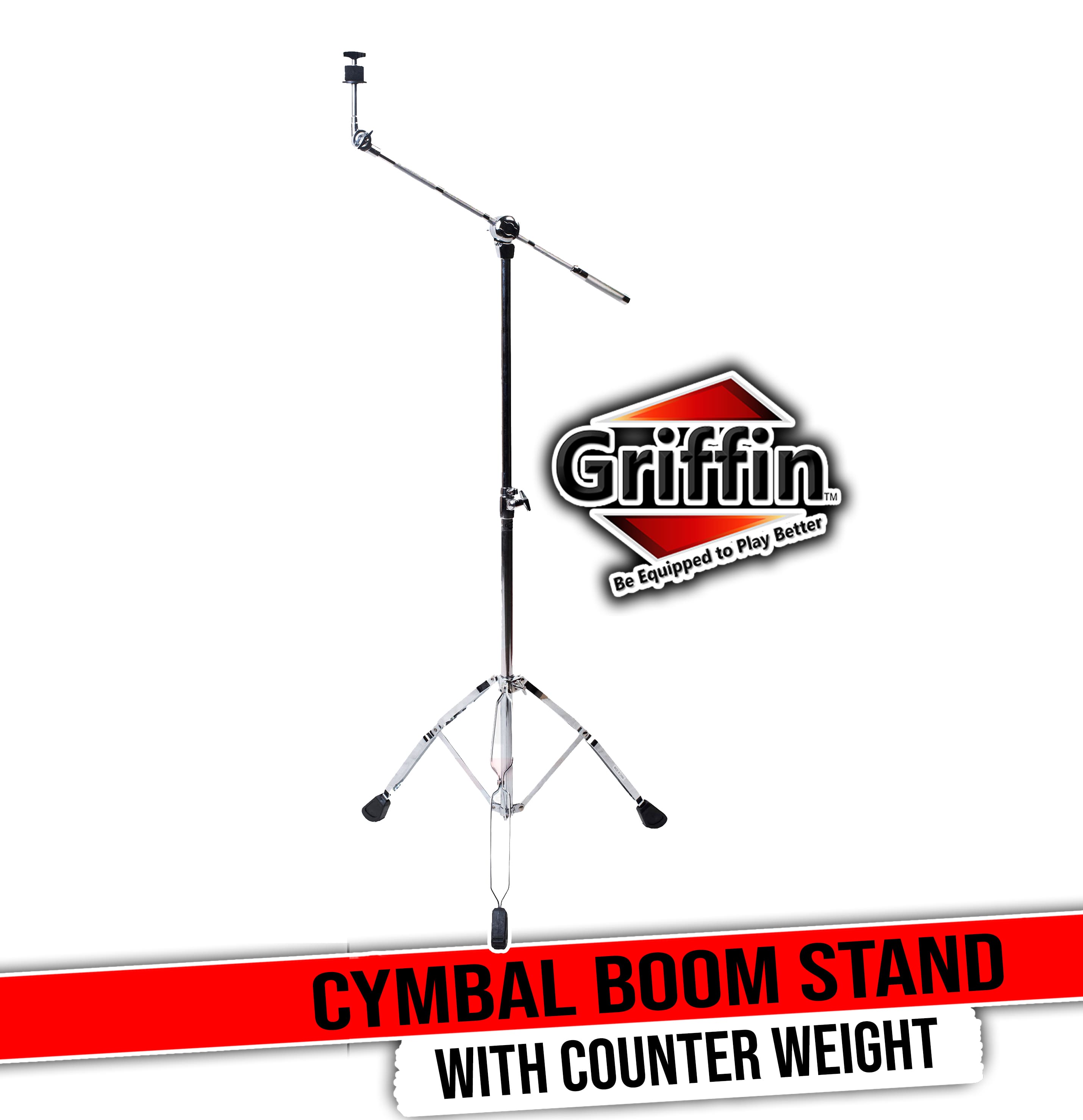 GRIFFIN Cymbal Boom Stand | Double Braced Drum Percussion Gear Hardware Set