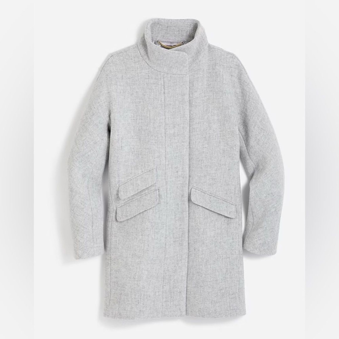 J. CREW Cocoon coat in Italian stadium-cloth wool blend Heather Dusk Grey 00 NWT