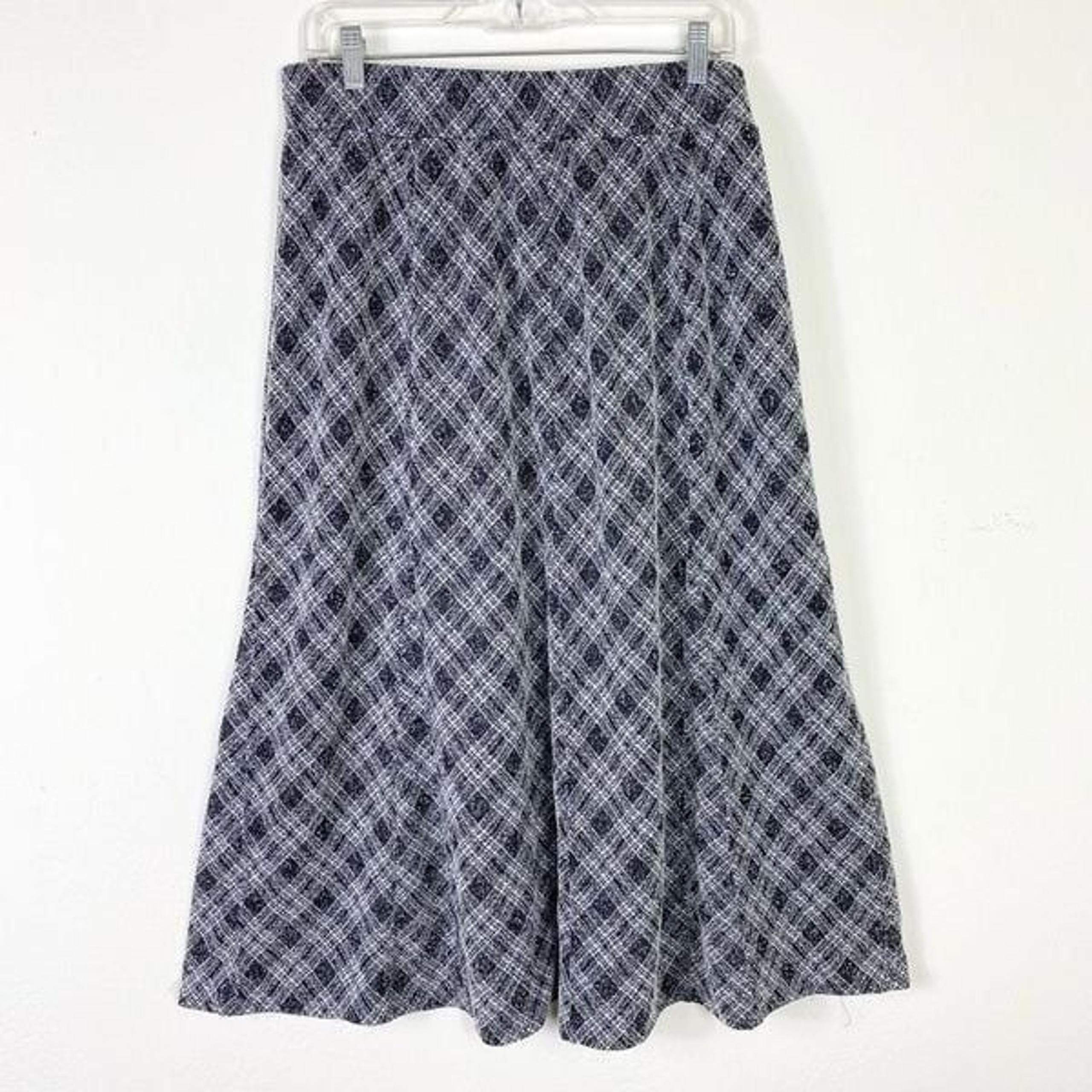 Avenue Black & White Plaid Twee A Line Midi Skirt Size 14/16