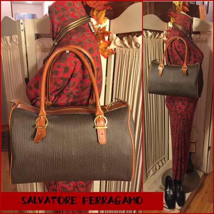 SALVATORE FERRAGAMO BROWN SATCHEL BAG