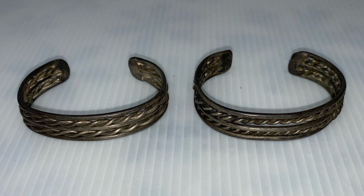 Vintage Heavy Cuff Bracelets -set of 2