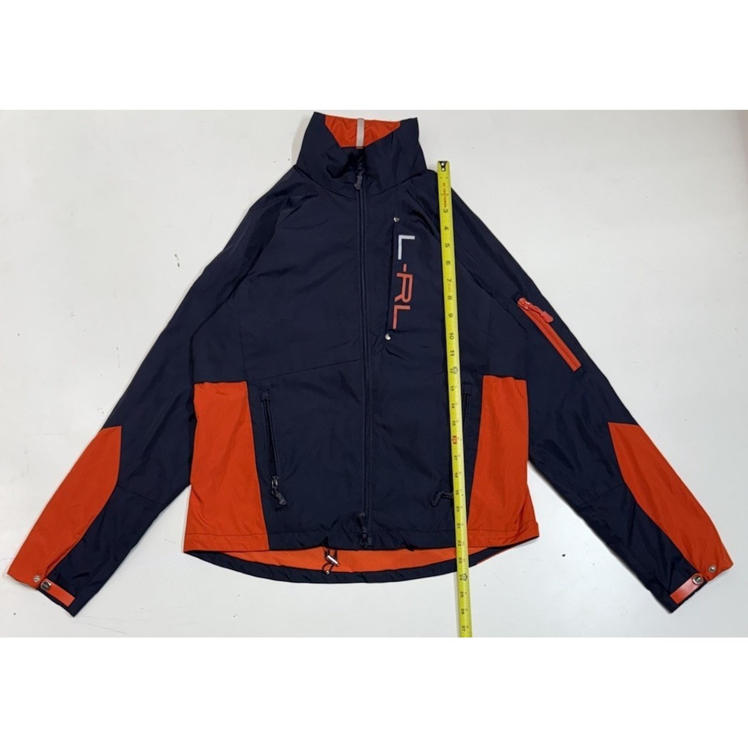 Lauren Ralph Lauren Active L-RL Navy Blue Orange Womens Rain Coat Jacket Medium