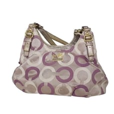 Coach Maggie FF19844 Purple and Cream Sateen Shoulder Bag