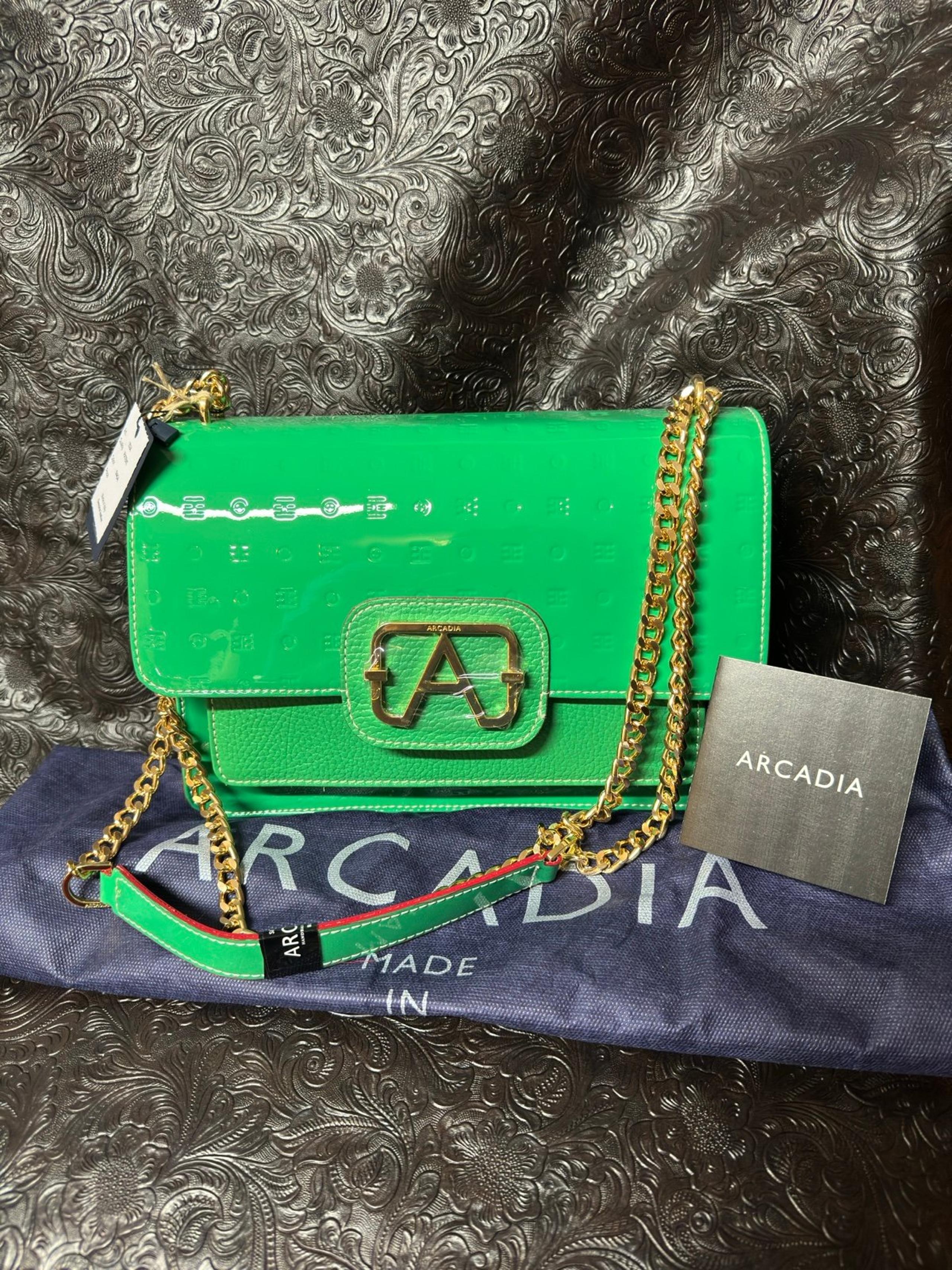 NWT Arcadia Women's Italy Patent Leather Flap Shoulder/Crossbody Bag