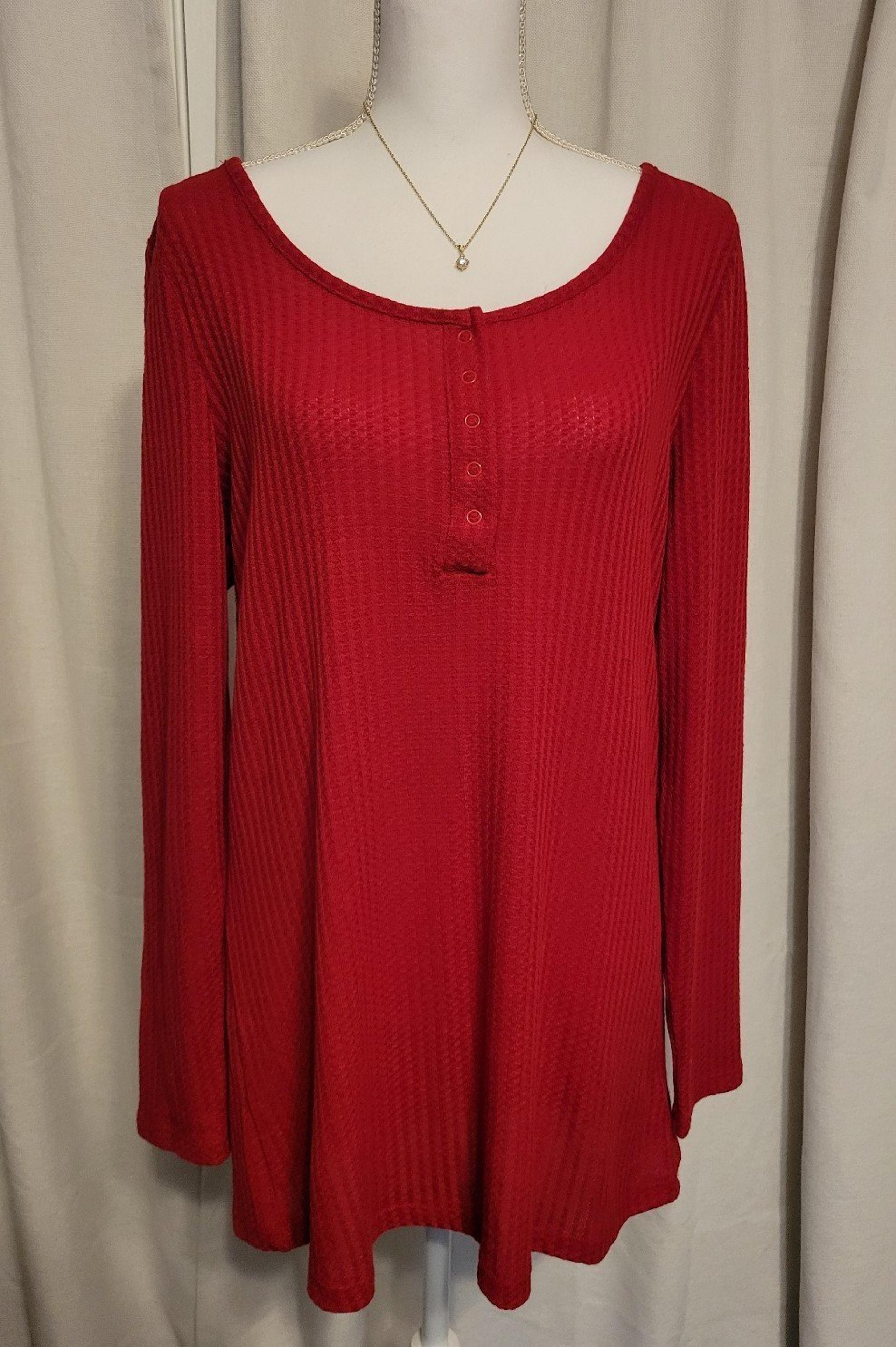 NEW! Waffle Snap Henley Long Sleeve Tee