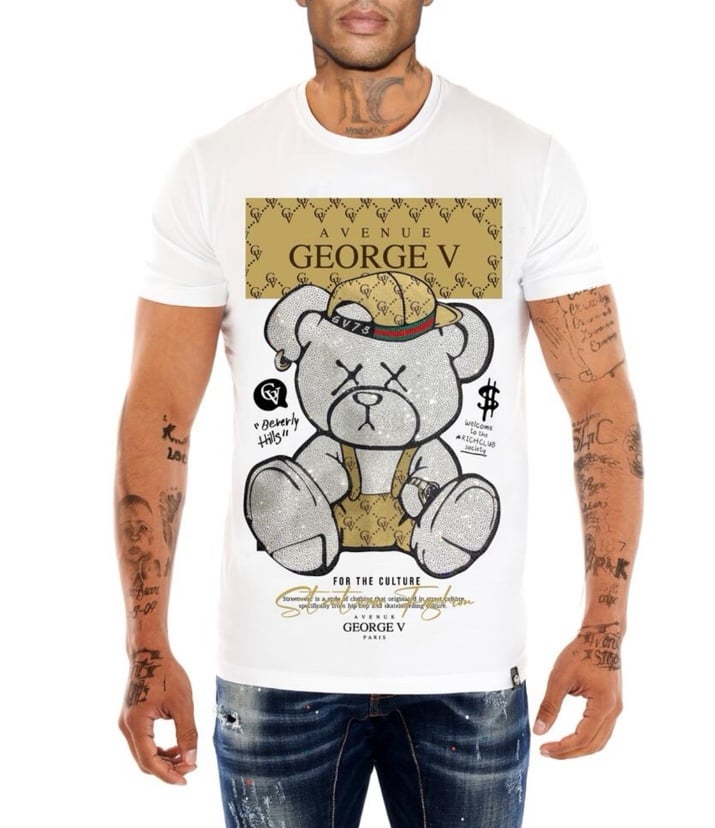 Men’s George V of Paris white authentic designer, bear T-shirt