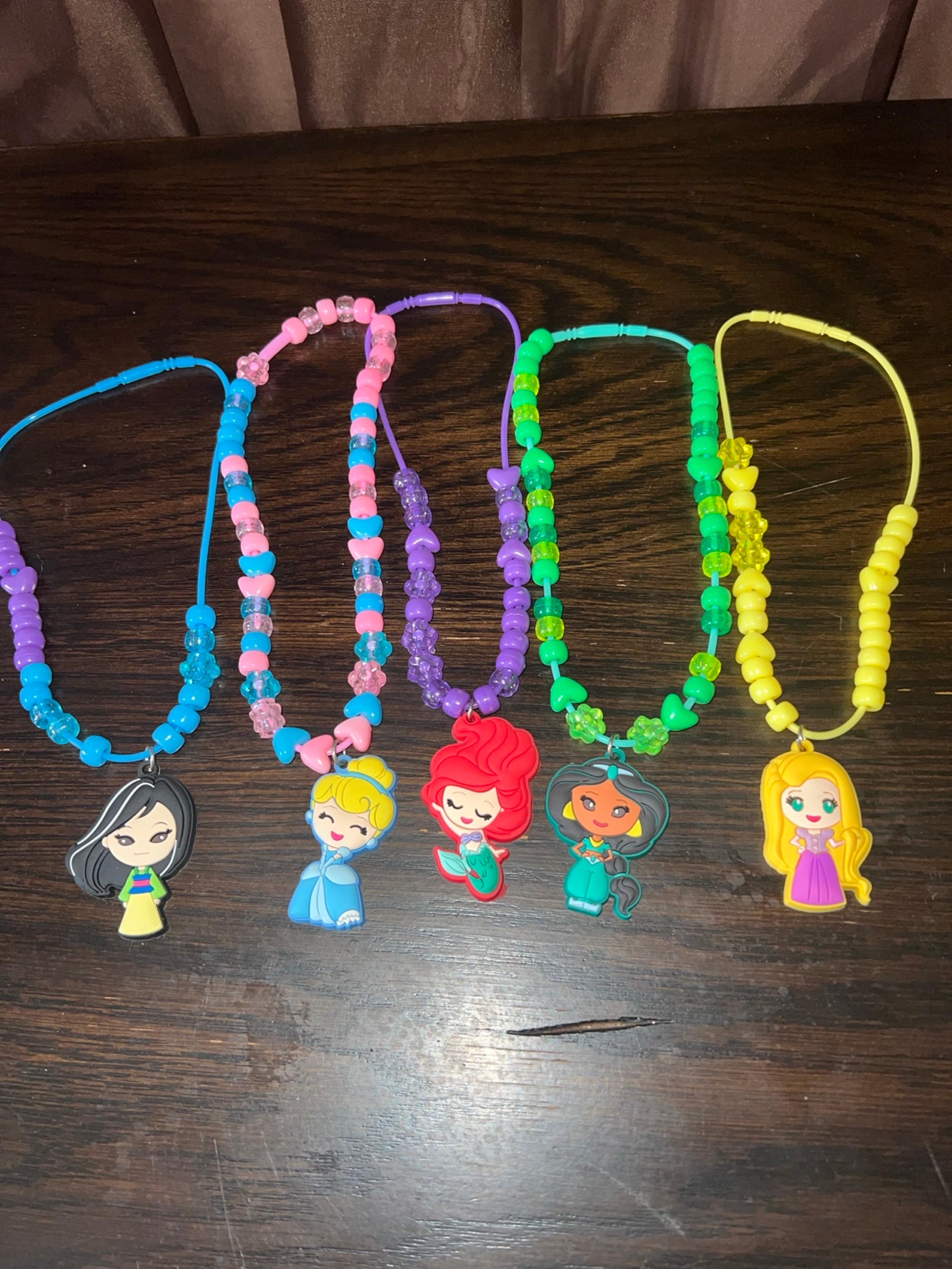 Girls Disney princess Chunky Beads necklace Lot Of 5