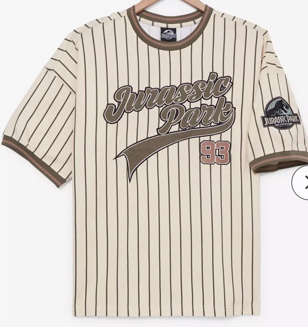 Jurassic Park Striped Baseball T-Shirt Size Large