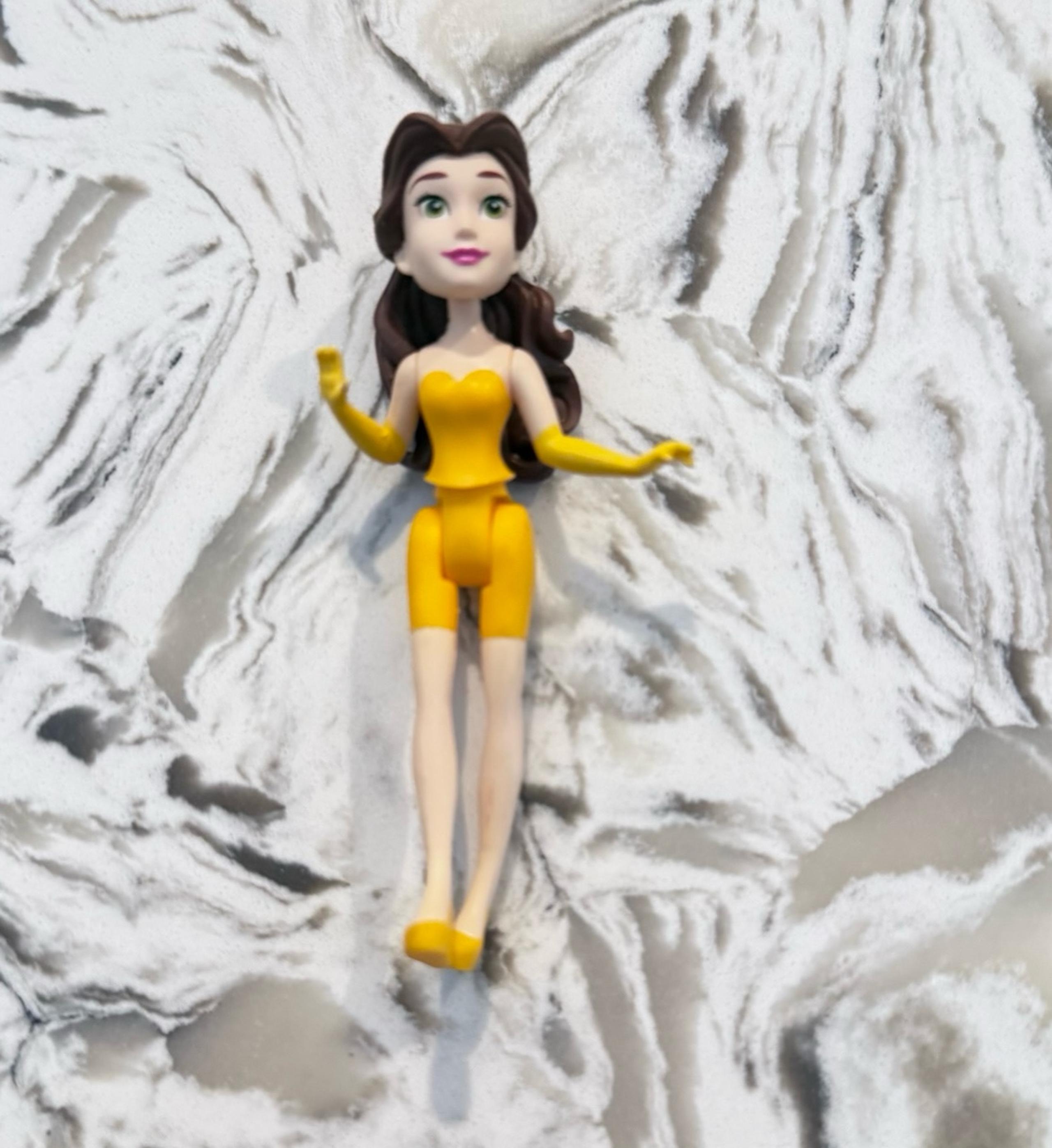 Disney Princess Little Kingdom BELLE Doll With Snap Ins Mini Size 3" Tall -