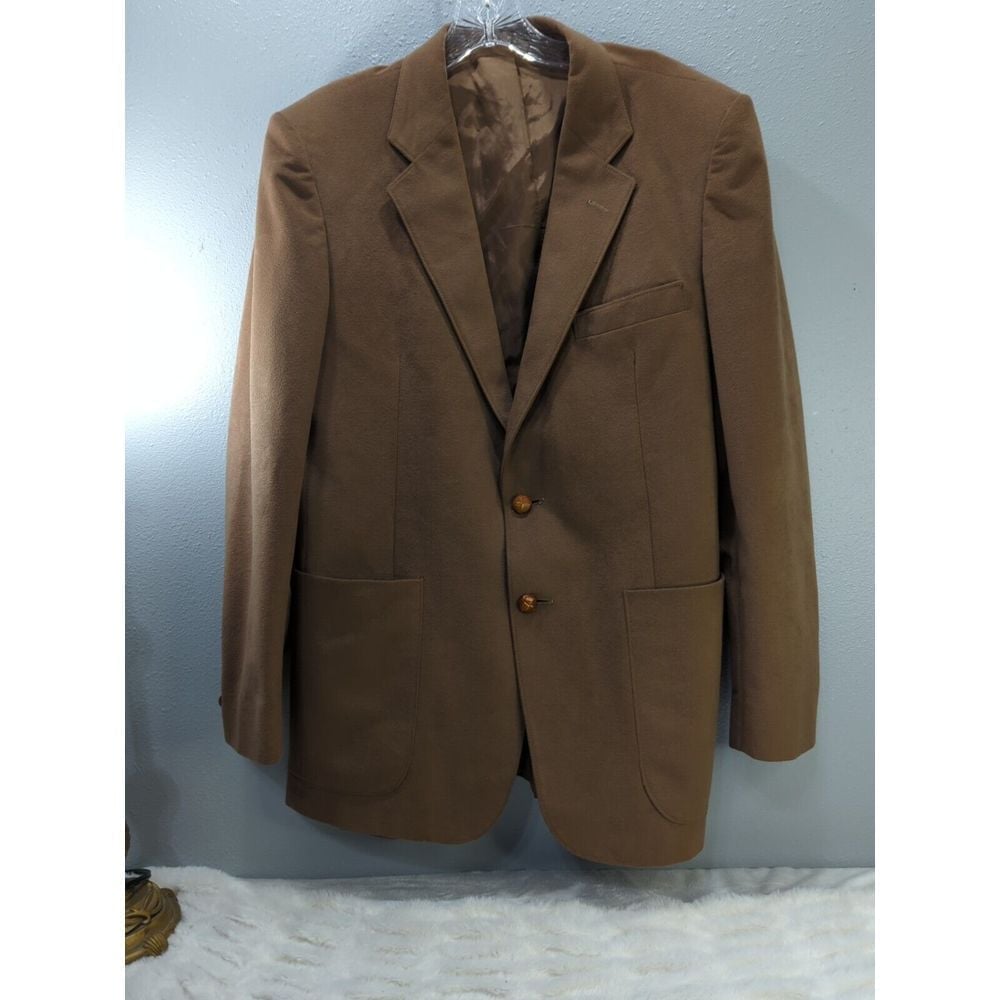 JC Penney VTG Action Master Blazer Brown Rockabilly Cashmere Blend Blazer 42R