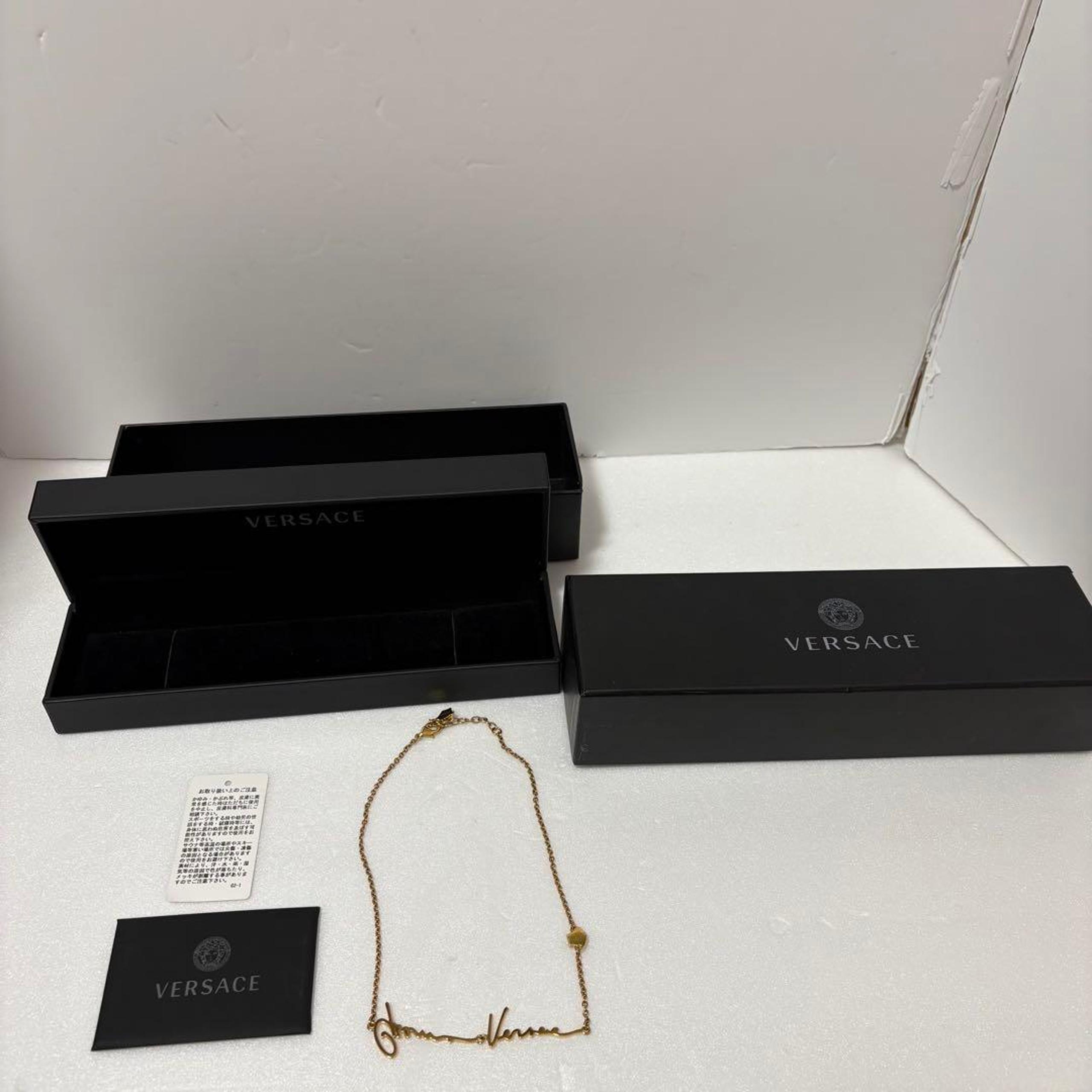 Versace Signature Necklace, Gold, with Box