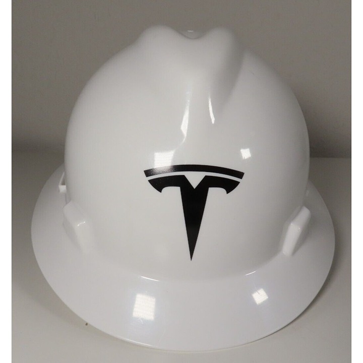 Tesla Employee Hard Hat Helmet Safety White MSA Adjustable M Sportex Collectible