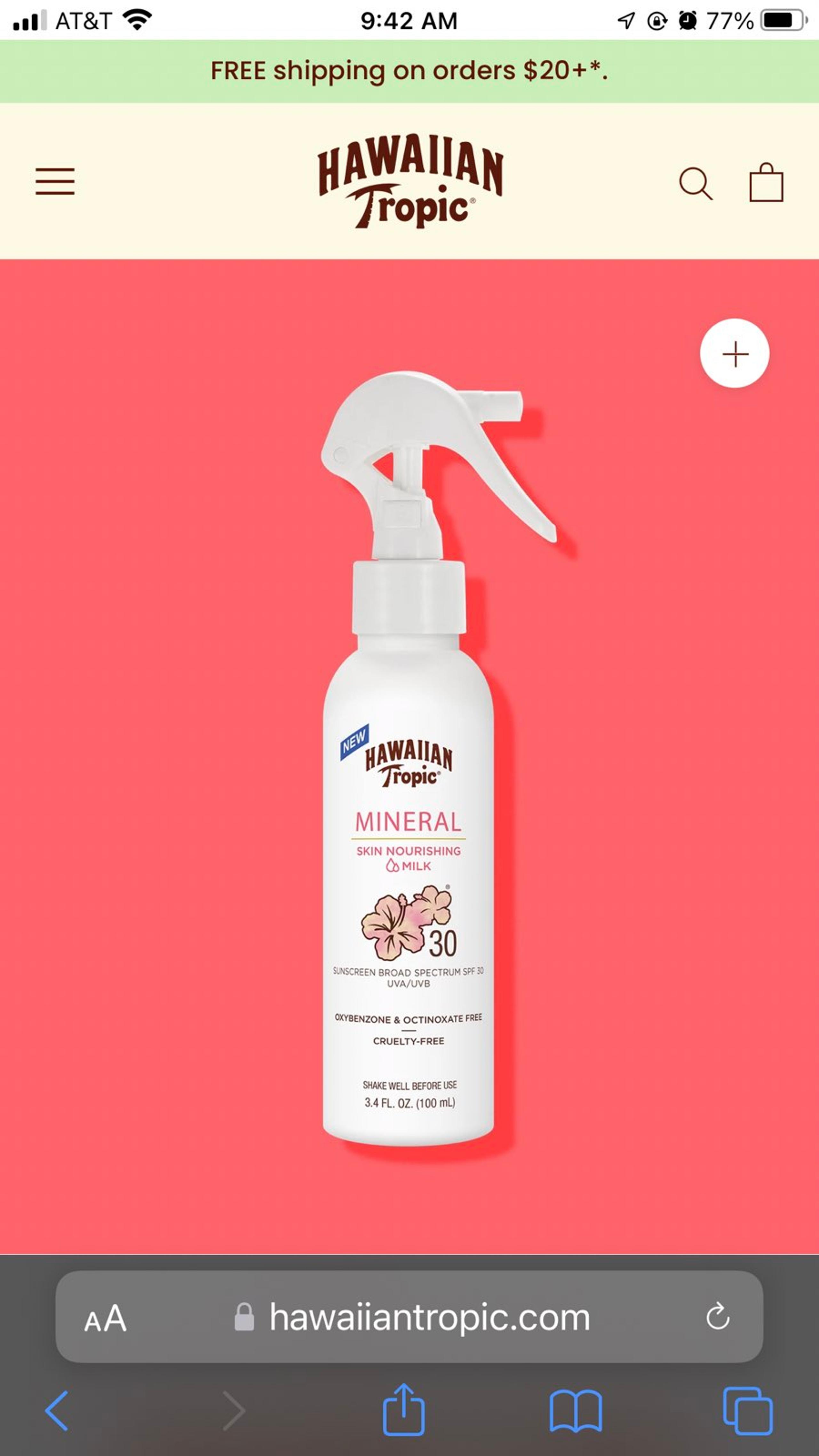 Hawaiian Tropic Mineral Skin Nourishing Milk Spray SPF 30