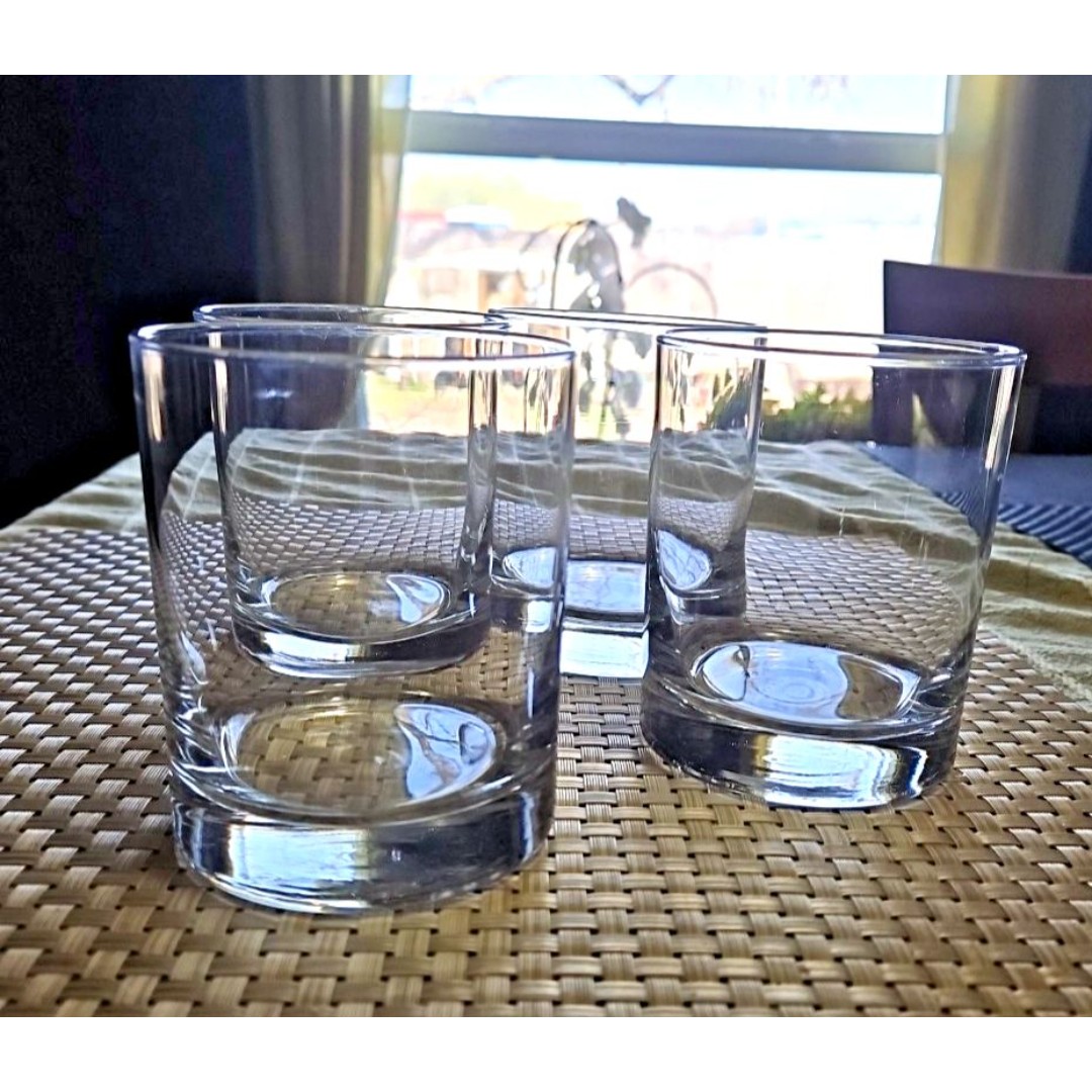 Set of 4 Lowball Whiskey Glass Bar Tumbler Old Fashioned Manhattan