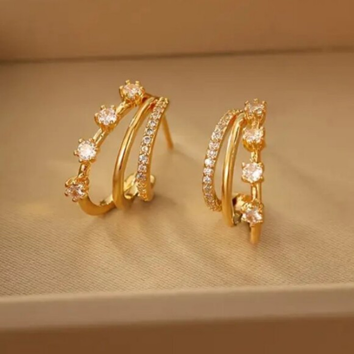 14K Gold Womens Small 3 Row 1ct Diamond Drop Earrings Ladies 14 K Silver Jewelry