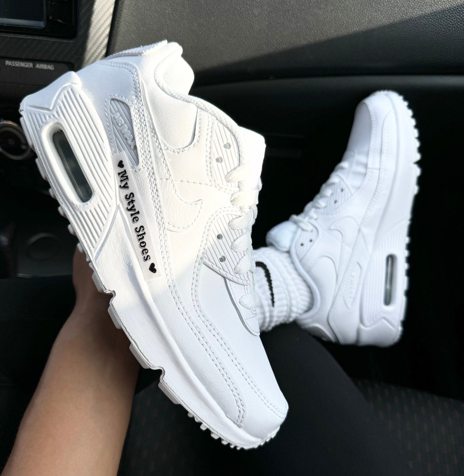 H26- SIZE 5Y / 6.5 WOMEN'S NIKE AIR MAX 90 LTR WHITE/ METALLIC SILVER CD6864-10