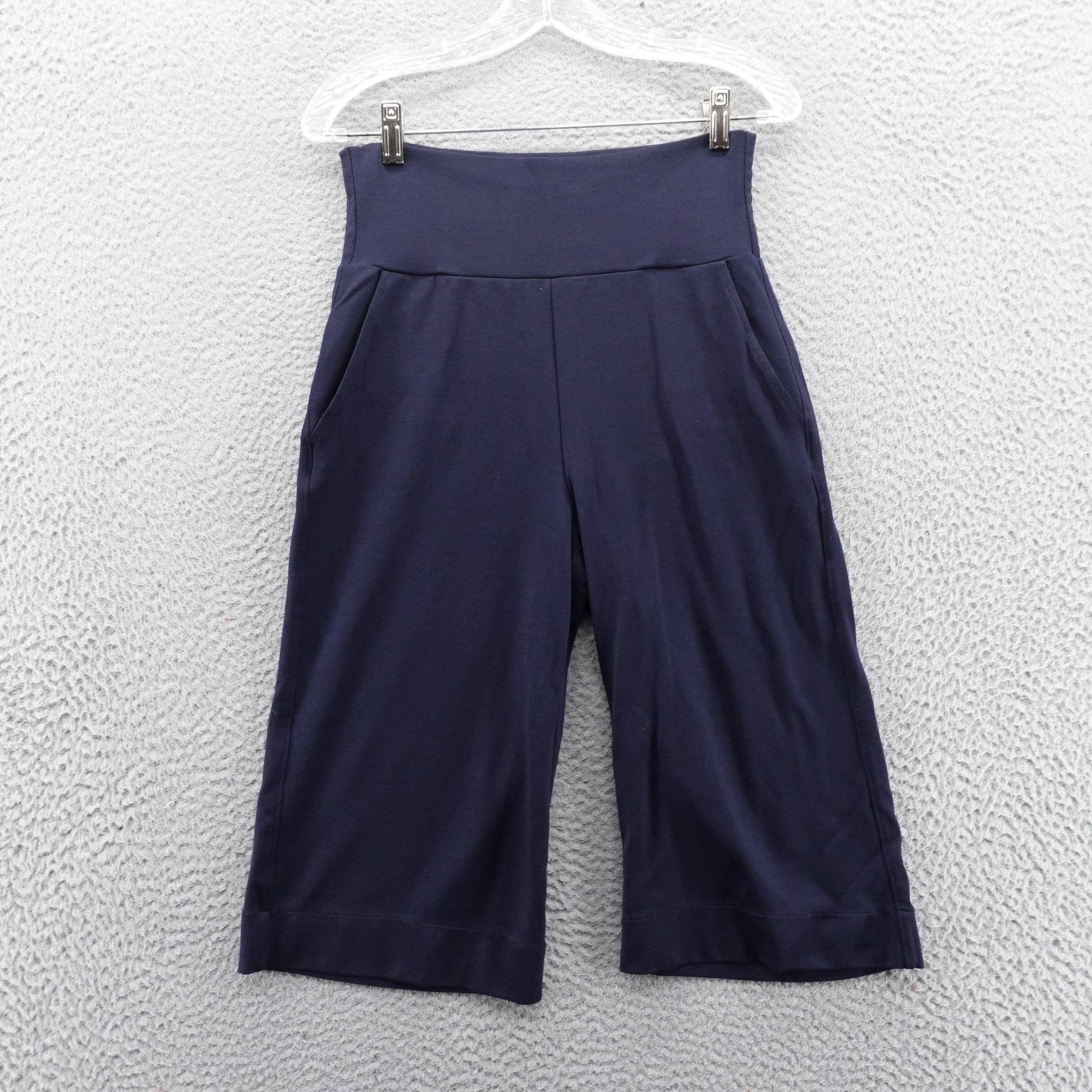 Cabi Pull On Wide Leg Stretch Jersey Cropped Pants Small Blue Womens Culottes
