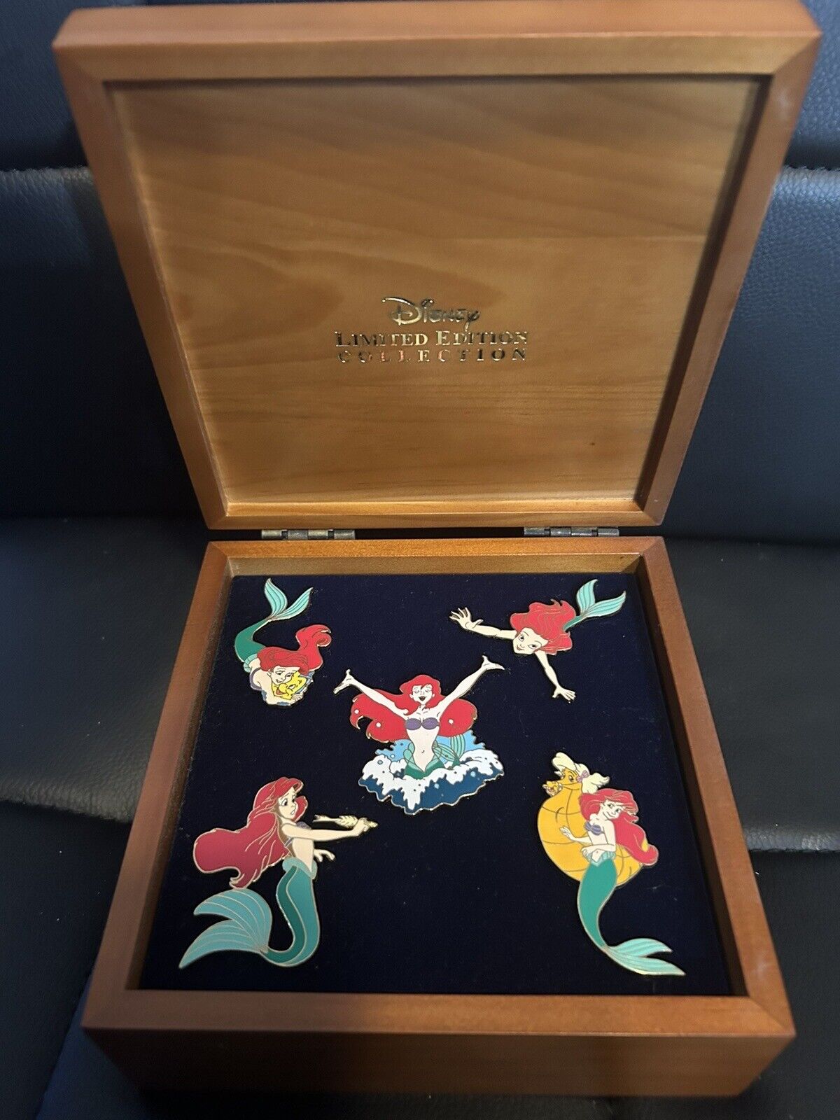 Disney Little Mermaid Wooden Boxed Pin Set of 5 Pins Ariel Limited Edition