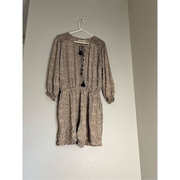 Anthropologie Chelsea BeachGold Romper L polka dot