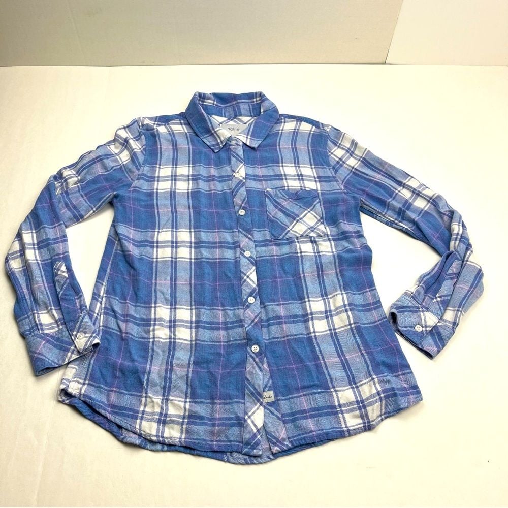 Rails Hunter Sky White Candy Plaid Blue Pink Purple Long Sleeve Shirt SZ Small