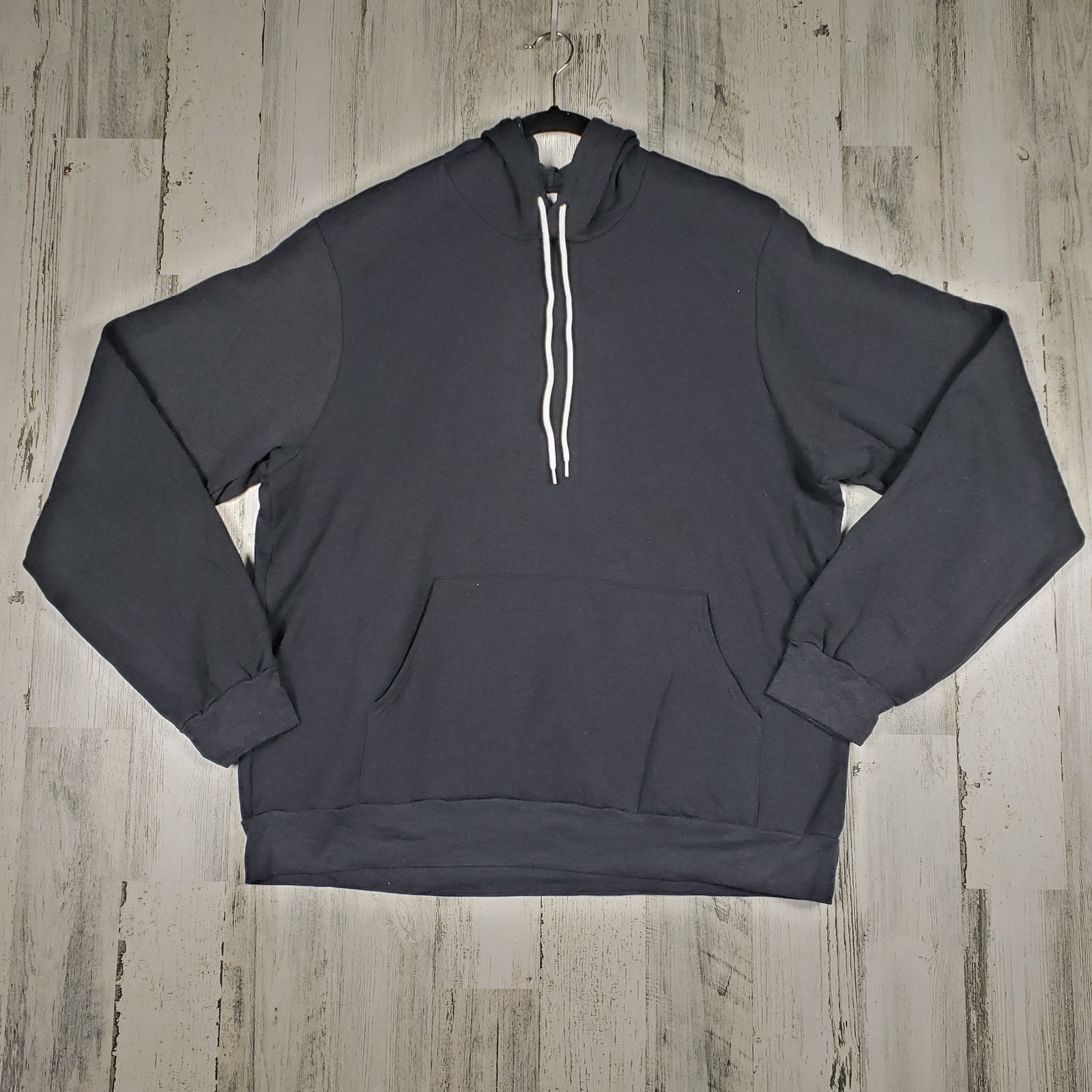 NWOT Bella + Canvas Heathered Black Fleece Pullover Hoodie Size Men's Unisex XL