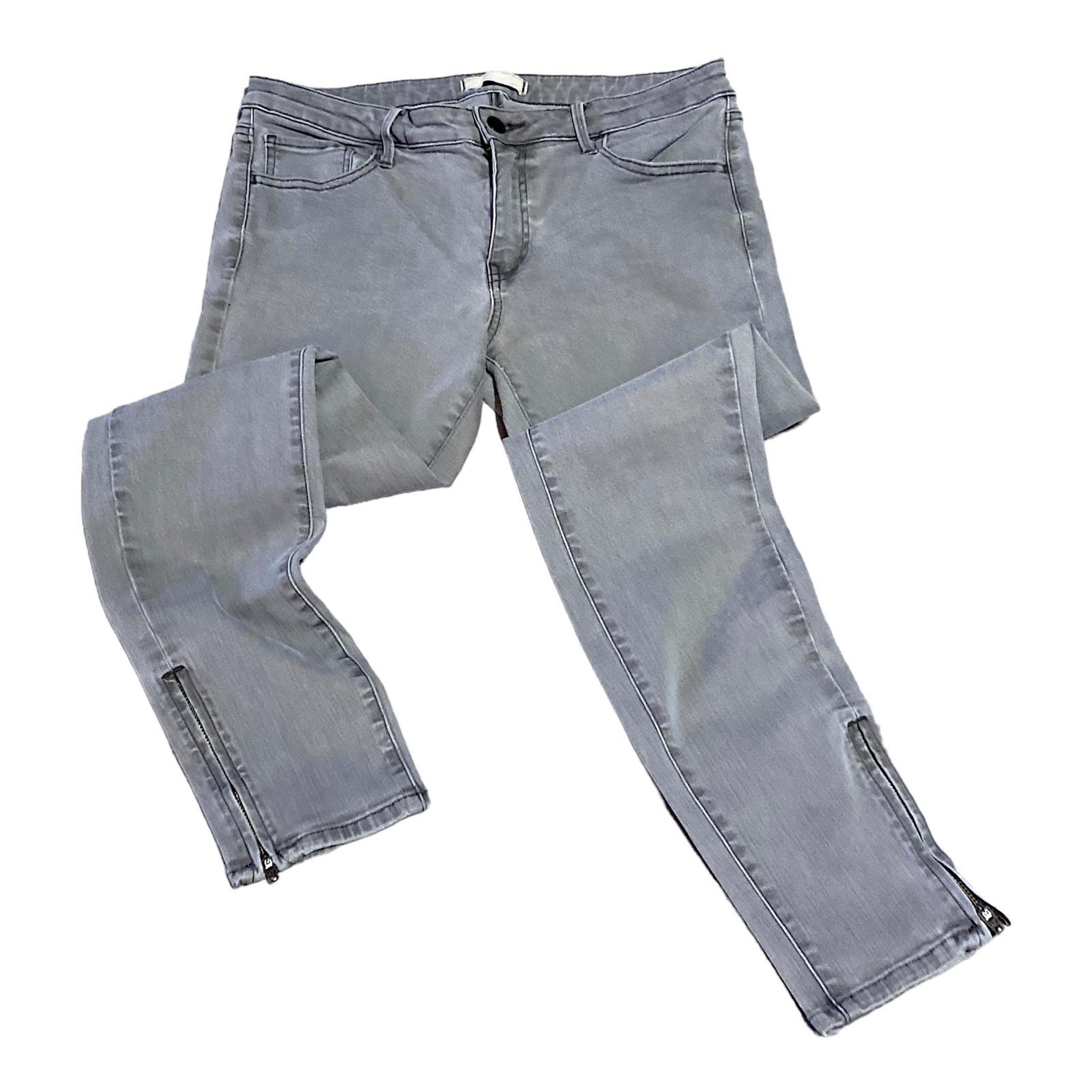 UNIQLO Jeans Womens 29 Gray Leggings Jean Taper Leg Mid Rise Zip Bottom Y2K