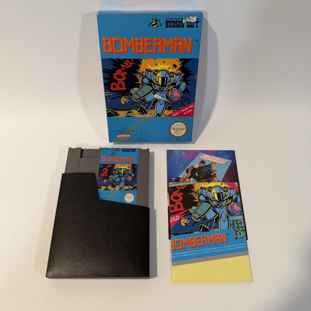 Bomberman NES Nintendo Game With Original Box Poster Postcard Sleeve 1987 Hudson