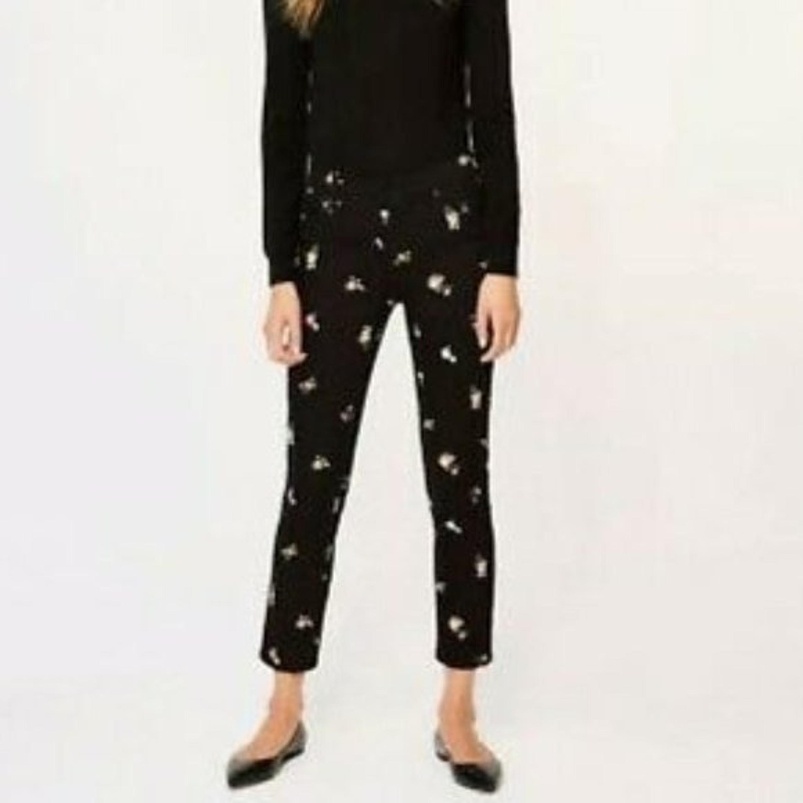 Tory Burch Black Floral Embroidered Jean