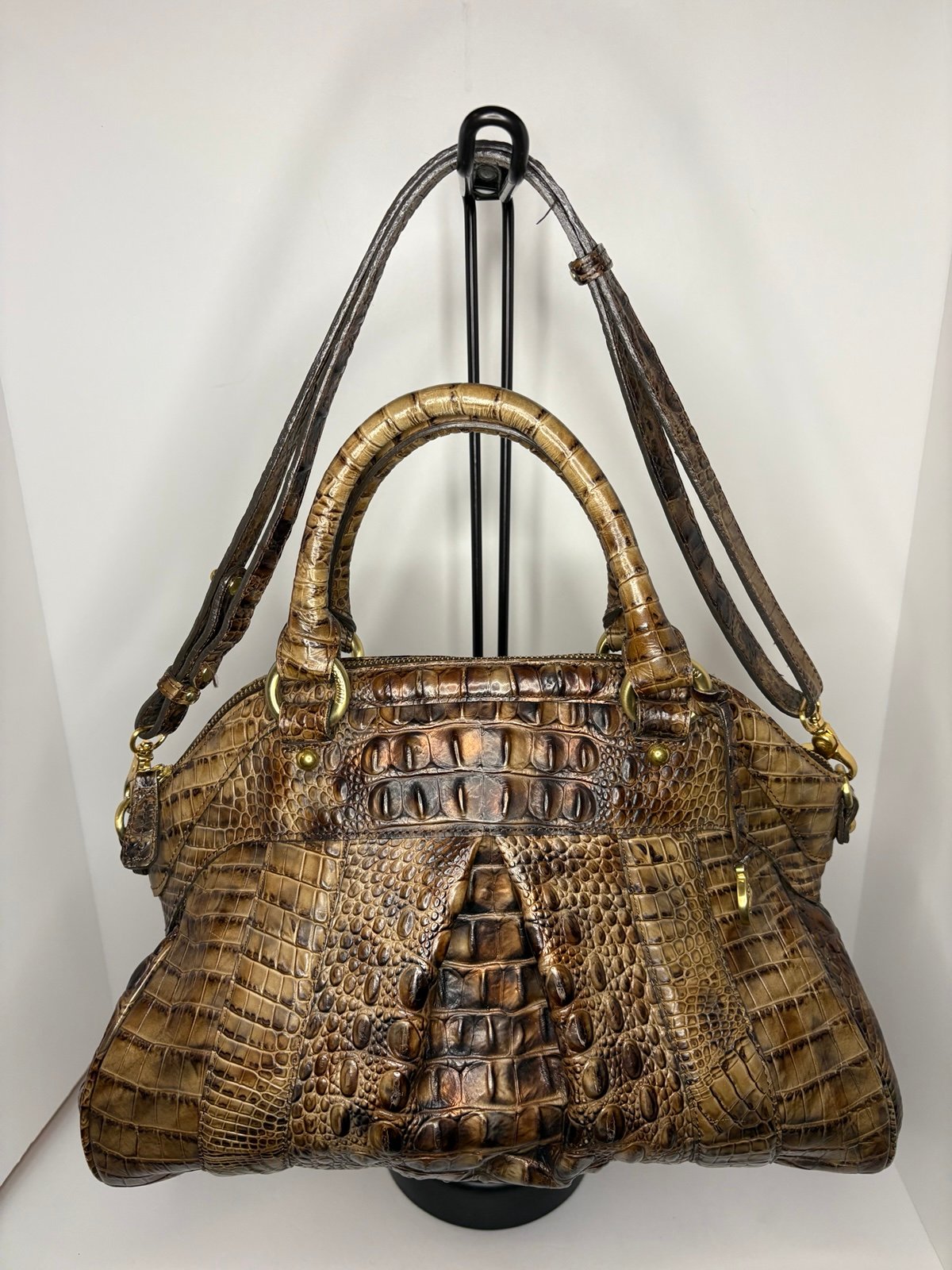 BRAHMIN Louise Satchel Bag In Toasted Almond Tote Handbag Purse