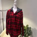 AMERICAN EAGLE OUTFITTERS Custom Red & Black Plaid Disney Hooded Flannel-Size XL
