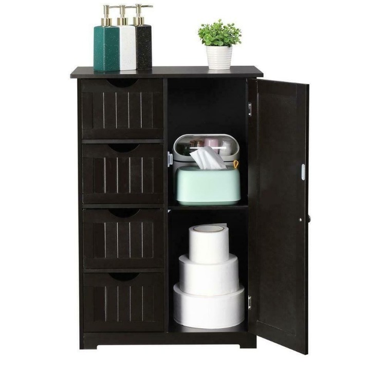32-inch Walnut Brown Wooden Bathroom/Storage Cabinet