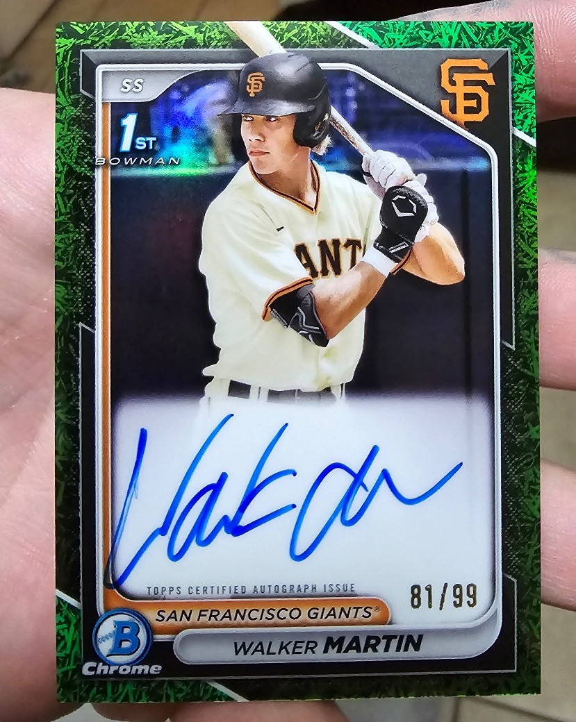 2024 Bowman Walker Martin 1st Bowman Chrome Green Grass Refractor Auto /99 - NM