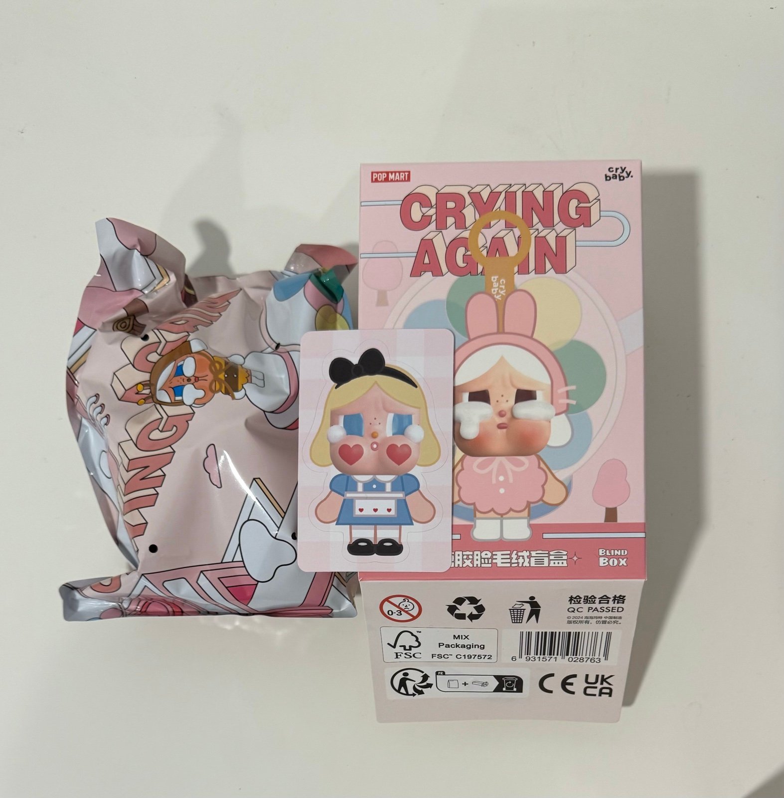 Pop Mart CRYBABY Crying Again Series-Vinyl Face Plush Pendant