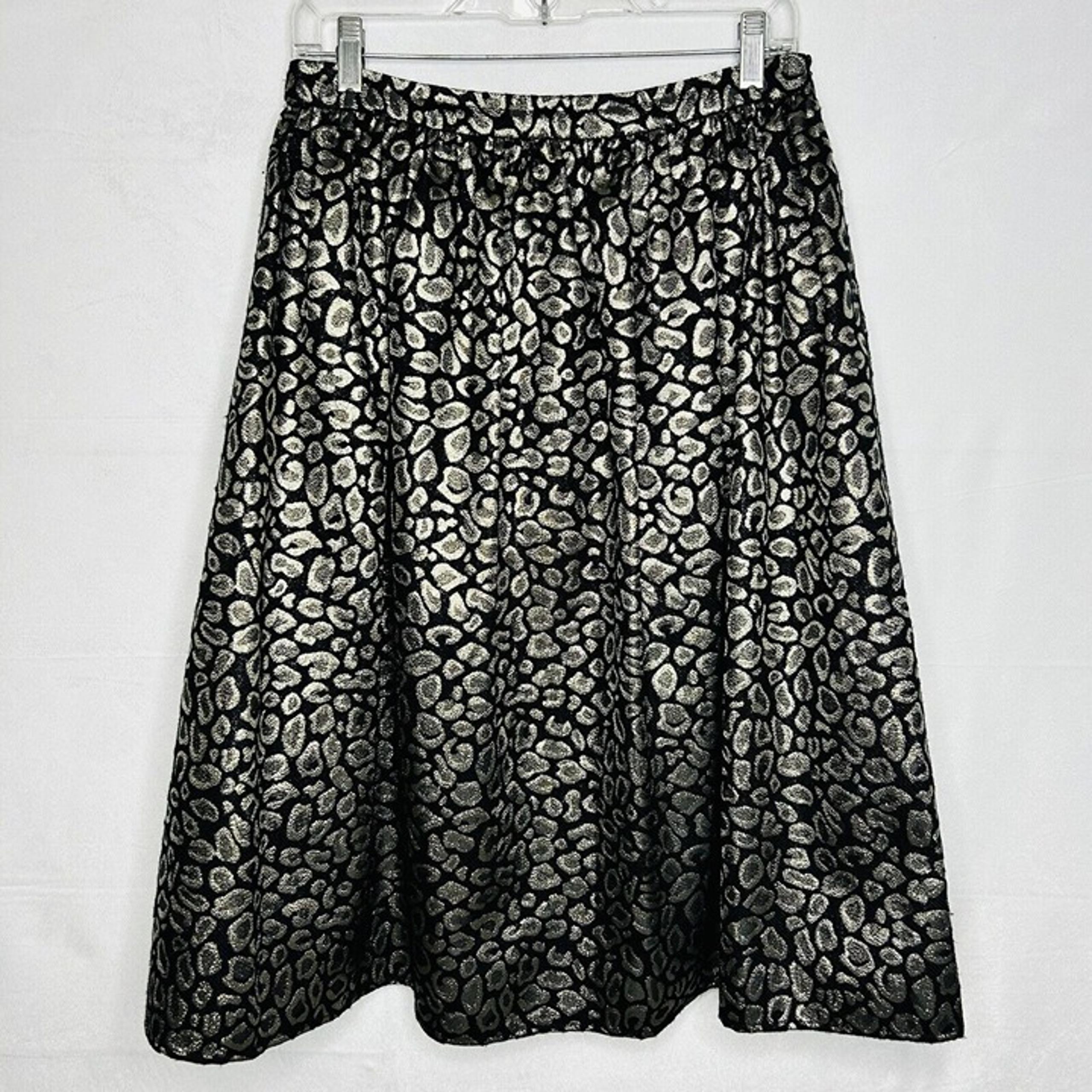 Gianni Bini Skirt Womens A-Line Below-Knee Black Gold Metallic Sz L