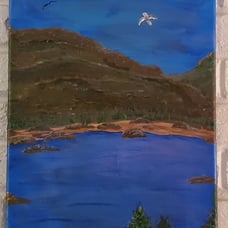12 ×24 Acrylic painting. Lakeside Peace.