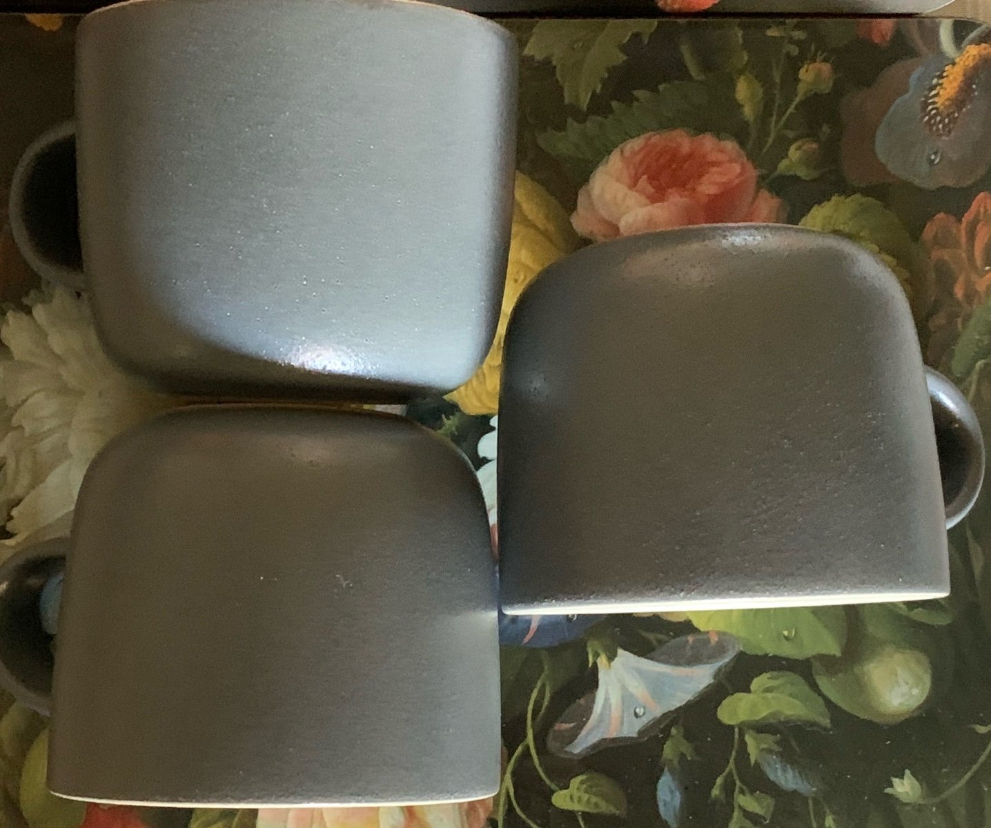 3 WEST ELM AARON PROBYN STONEWARE GRAY MUGS CUPS