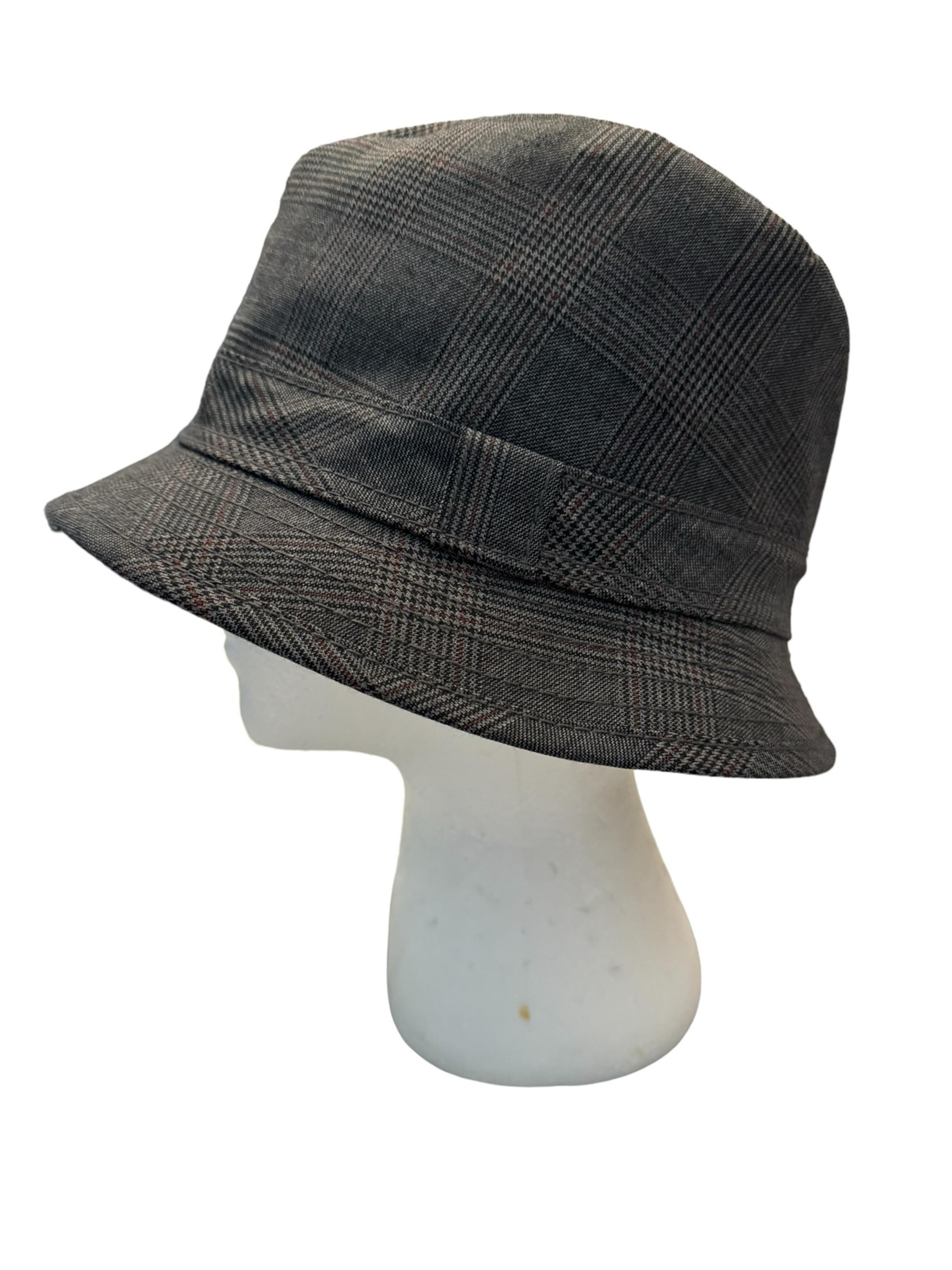 Banana Republic Fedora Bucket Wool Plaid Gray Hat S/M