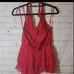 BCBGMaxAzria red Tiered Ruffle Halter Top