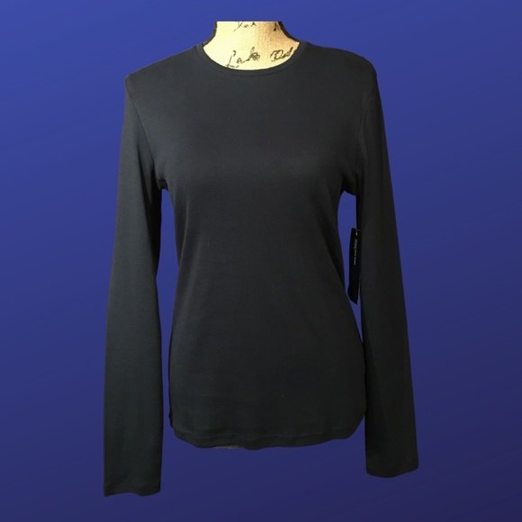 JONES NEW YORK Stretch Pullover Crew Neck Top, NAVY BLUE, NWT, Size L