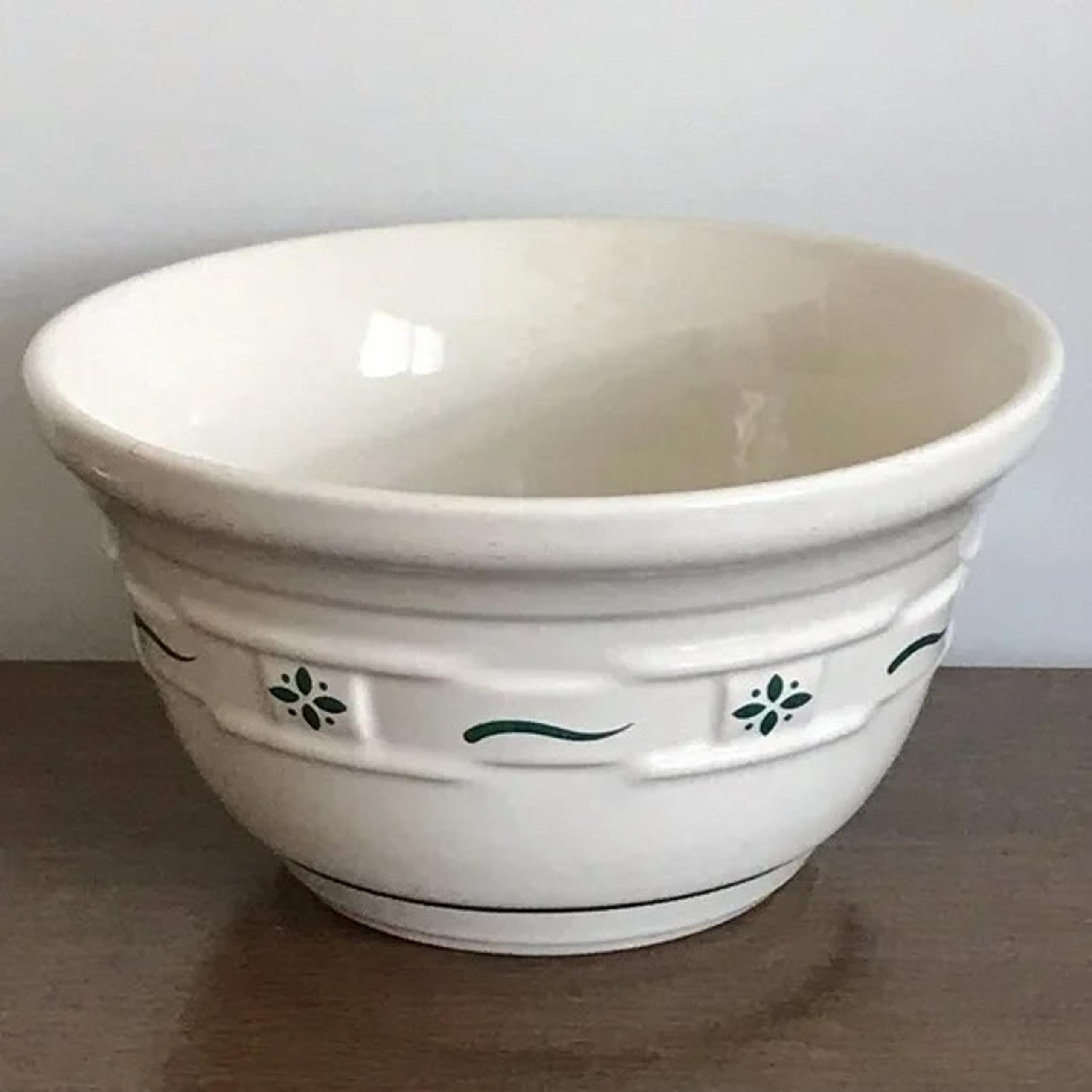 LONGABERGER POTTERY WOVEN TRADITIONS CLASSIC GREEN MIXING SERVING BOWL
