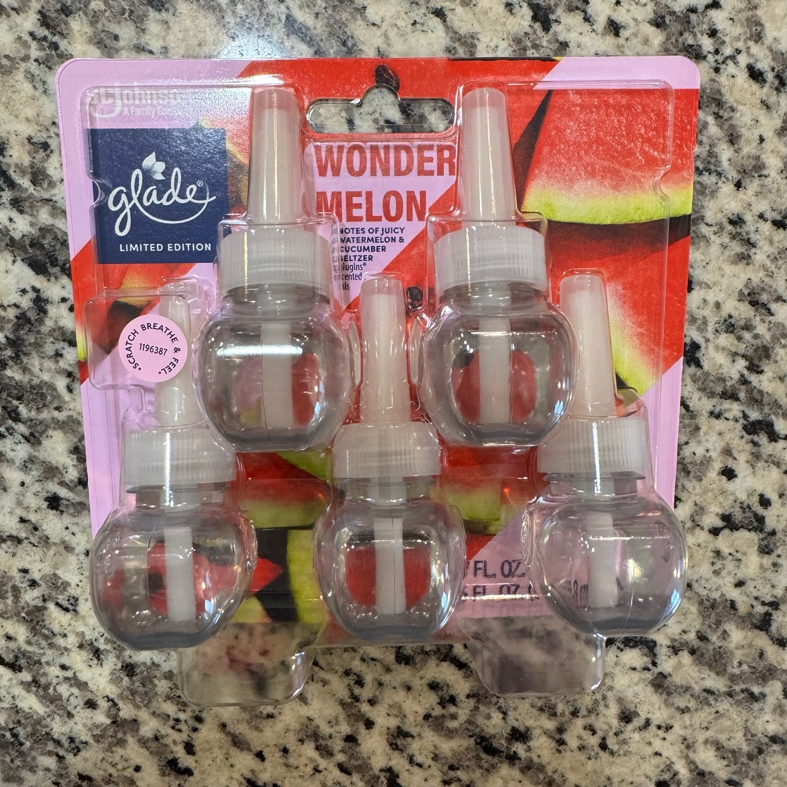 Glade PlugIns Wonder Melon Scented Oil Refills Infused w/Essential Oils 5 count.