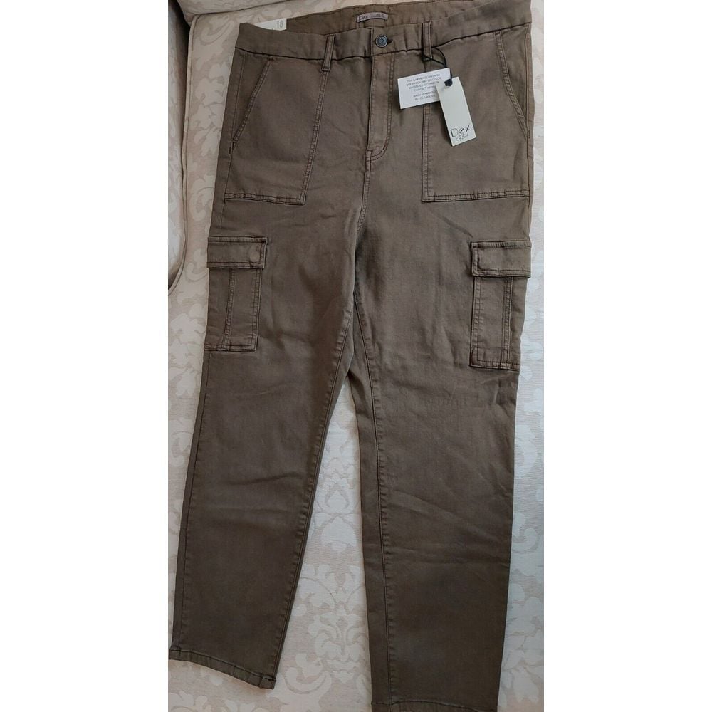 NEW! Dex Plus Women's Ava Super High Rise Skinny Cargo Khaki Size 18 79