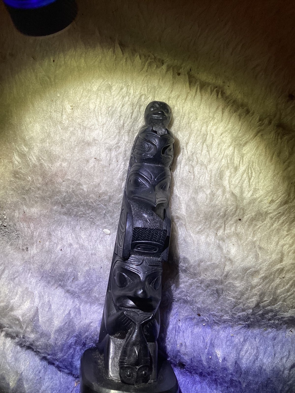 Argillite Haida sculpture totem by Rufus moody signed