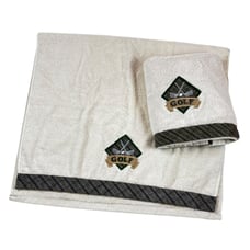 2 Millennium by 1888 Mills Golf Bath Towels Cotton 46x27 Fluffy Plaid Embroider