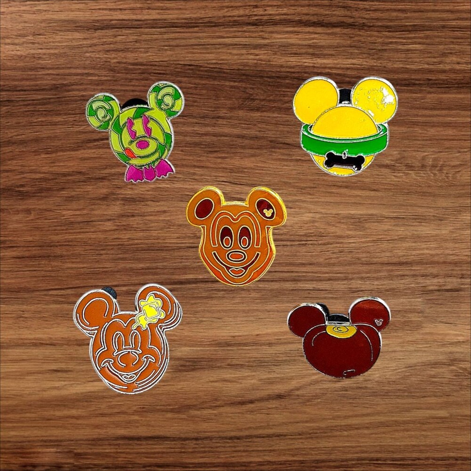 5 Mickey Head Disney Parks Trading Pins, Plus 2 Bonus Pins